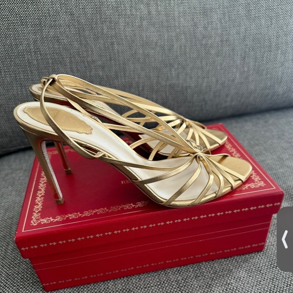 Rene Caovilla Elegant Gold Strappy Heels